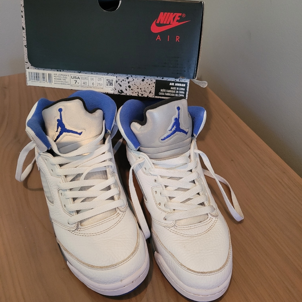 Air Jordan 5 retro Stealth, white GS size 7